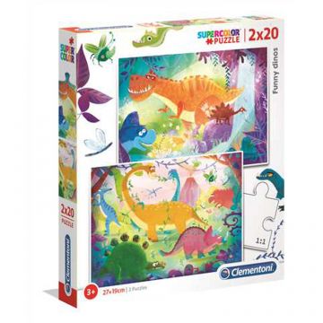 SuperColor Puzzle 2x20 - Dinosaurs - 2x20 pcs