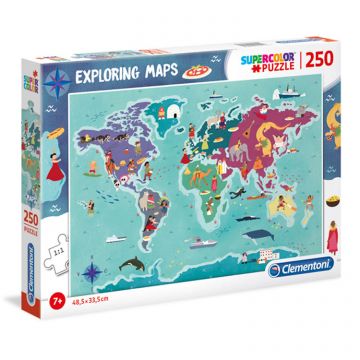 SuperColor Exploring Maps - Customs and Traditions in the World - 250 pc puzzle