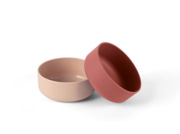dantoy tiny Biobased Bowl Set - Ruby Red/Tan
